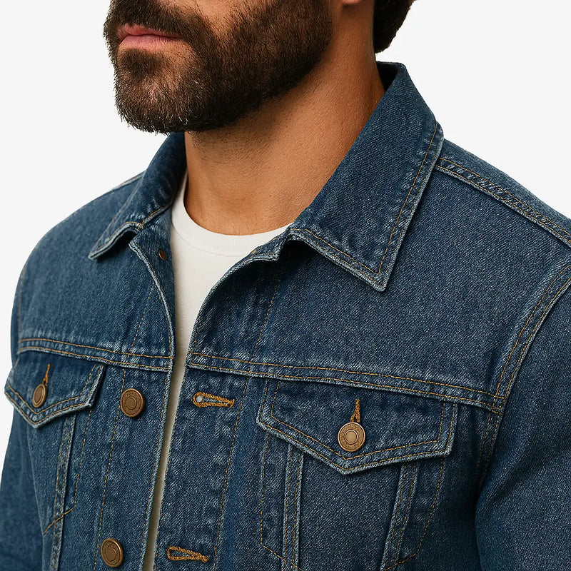 Jaqueta Jeans Masculina Clássica de Algodão com Elastano
