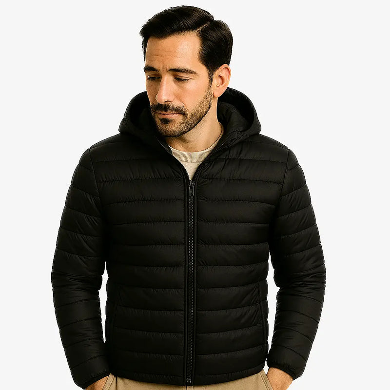 Jaqueta Masculina Puffer Impermeável Preta