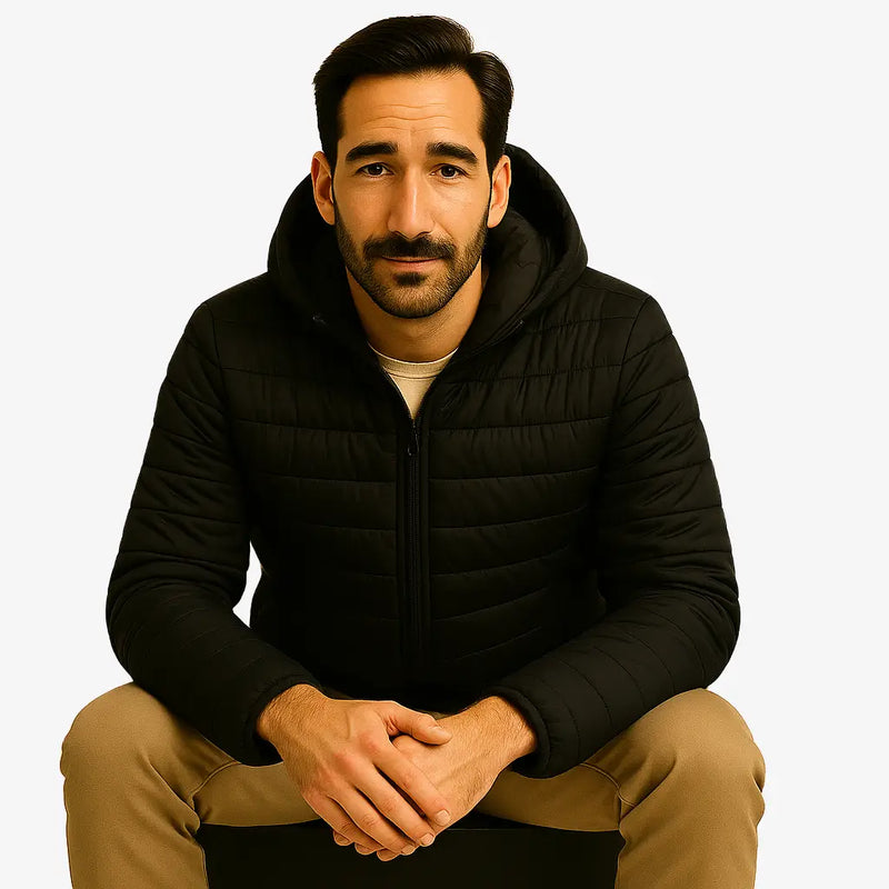 Jaqueta Masculina Puffer Impermeável Preta